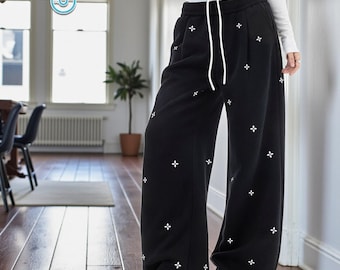 Drawstring Printed Sweatpants | Relaxed Wide Leg Joggers | Daily Wear | Y2K Streetwear Style
