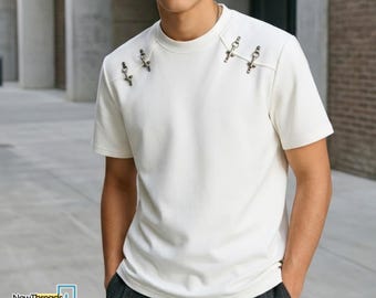 Metal Buckle Shirt | Loose Short Sleeve Top | Daily Wear | Y2K Streetwear Style