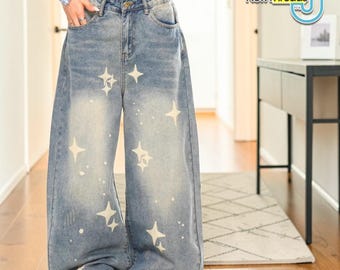 Wide Leg Jeans | High Waist Pants | Loose Printed Trousers | Casual Y2K Streetwear