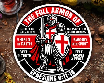 Put On The Full Armor Of God Sticker Christian Faith Bible Verse Ephesians 6:11 Religious Vinyl Decal Laptop Water Bottle Christian Gift