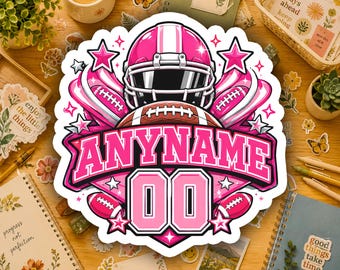 Custom Football Helmet Sticker Personalized Football Girl Name Vinyl Decal Waterproof Player Gift Team Gift Laptop Water Bottle Sports