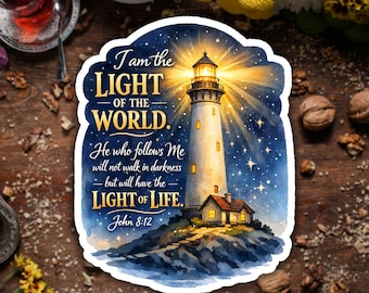 I Am The Light Of The World Christian Sticker Bible Verse Faith Vinyl Decal Religious Waterproof Laptop Water Bottle Gift For Men Women