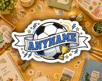 Custom Soccer Team Sticker Personalized Soccer Player Vinyl Decal Waterproof Name Gift Sports Bag Laptop Water Bottle Team Gift