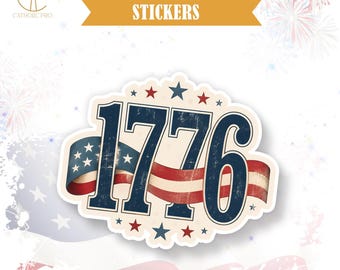 1776 Sticker Patriotic Fourth Of July Decor Laptop Water Bottle Tumbler Americana USA Party Gift Decal
