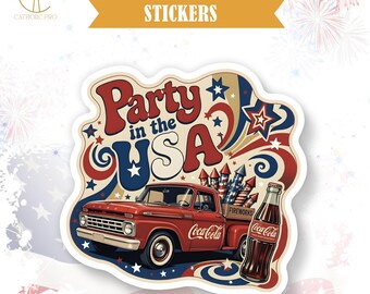 Party In The USA Sticker Patriotic Fourth Of July Decor Laptop Water Bottle Tumbler Americana USA Summer Party Gift Decal
