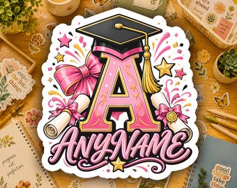 Personalized Graduation Name Sticker Custom Graduate Name Vinyl Decal Waterproof Graduation Cap Gift Class of 2026 Senior Gift