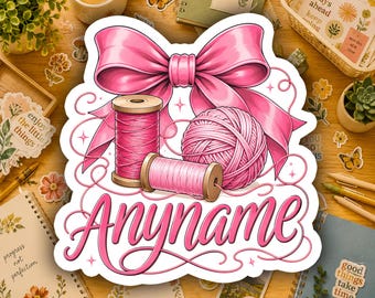 Personalized Sewing Name Sticker Custom Sewist Vinyl Decal Waterproof Quilter Gift Sewing Machine Laptop Water Bottle Craft Room