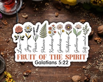 Fruit Of The Spirit Sticker Galatians 5:22 Christian Faith Vinyl Decal Religious Waterproof Laptop Water Bottle Bible Verse Gift
