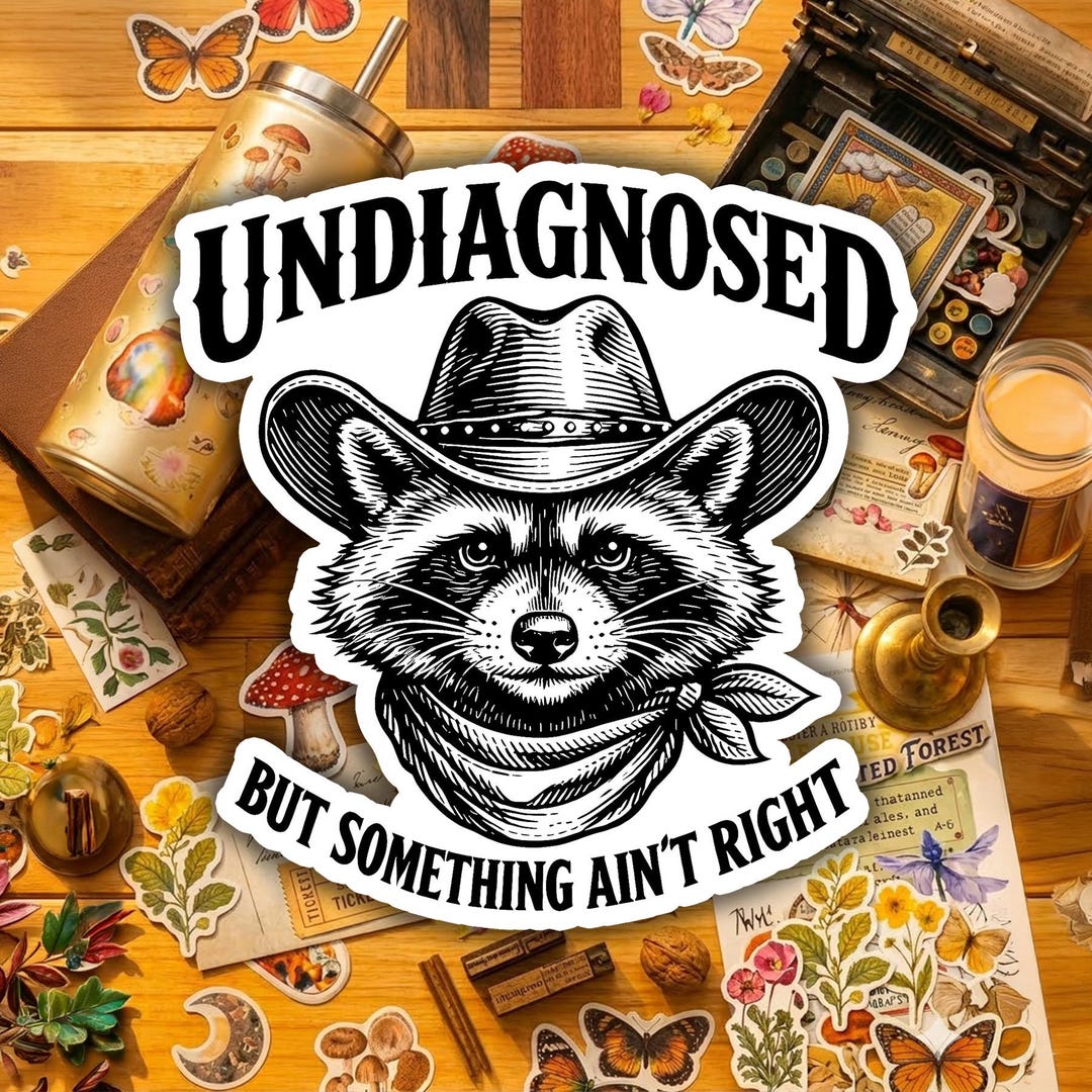 Undiagnosed but Something Ain’t Right Sticker, Funny Unhinged Meme ...
