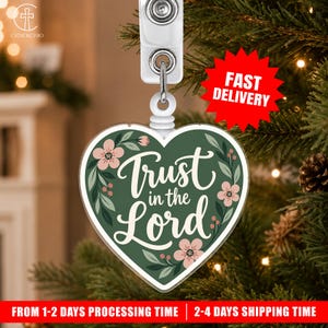 Trust In The Lord Badge Reel Proverbs 3:5 Christian Bible Verse Badge Holder Faith Gift Scripture Religious Christian Accessory