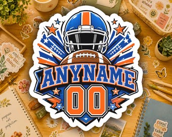 Custom Football Helmet Sticker Personalized Football Player Name Vinyl Decal Waterproof Team Gift Helmet Decal Laptop Water Bottle