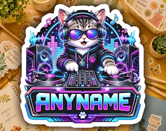 Custom DJ Name Sticker Personalized Vinyl Decal Waterproof Sticker Music Producer Gift Laptop Water Bottle Car Window DJ Equipment Case