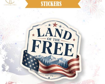 Land Of The Free Sticker Patriotic Fourth Of July Decor Laptop Water Bottle Tumbler Americana USA Party Gift Decal