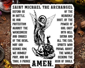 St Michael Prayer Sticker Catholic Faith Vinyl Decal Religious Waterproof Sticker For Laptop Water Bottle Christian Gift For Men Women