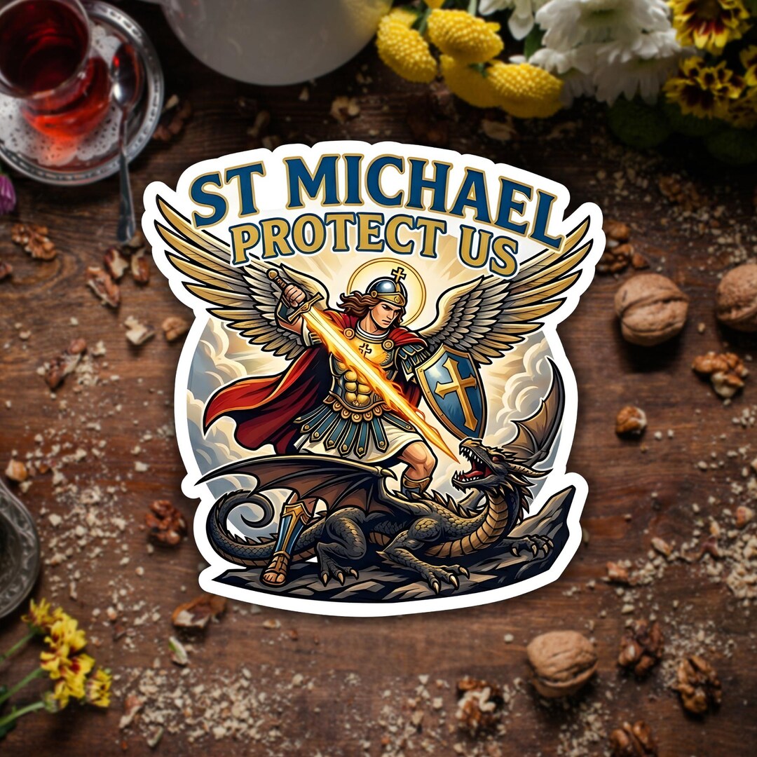 Protect Us Sign St Michael Protect US Sticker Christian Faith Bible Religious Vinyl ...