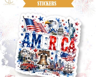 America Land Of The Free Home Of The Brave Sticker Patriotic Fourth Of July Decor Laptop Water Bottle Tumbler Americana USA Gift Decal