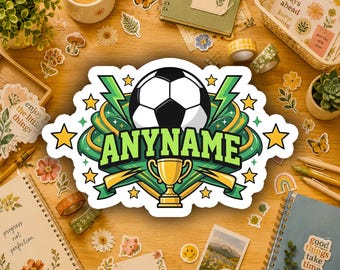 Personalized Soccer Ball Name Sticker Custom Soccer Ball Vinyl Decal Waterproof Any Name Gift Laptop Water Bottle Sports Sticker