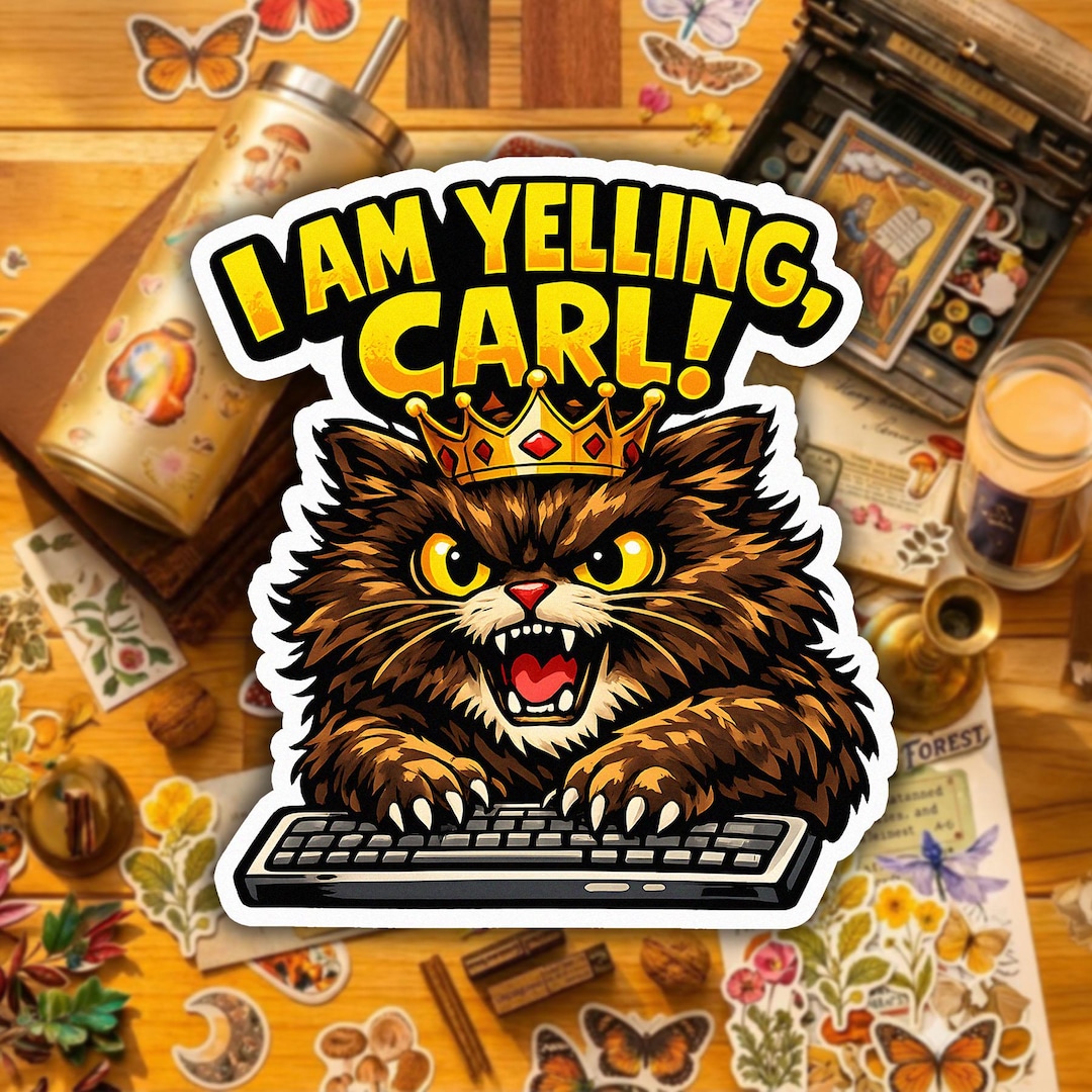 I Am Yelling Carl Sticker, Funny Llama Meme, Viral Internet Humor Decal ...