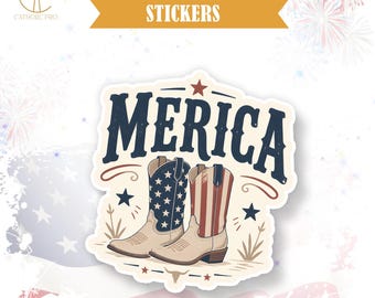 America Sticker Patriotic Fourth Of July Decor Laptop Water Bottle Tumbler Americana USA Party Gift Decal