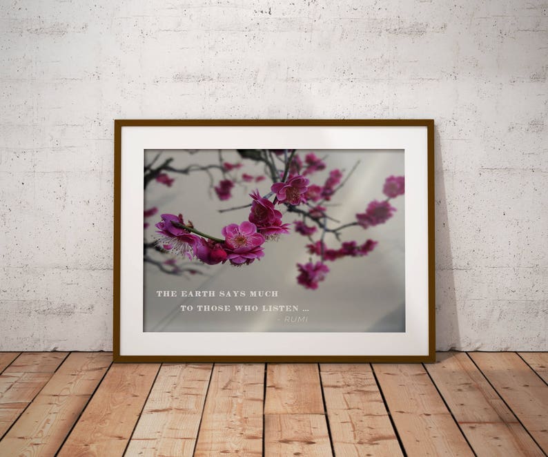 Japanese Bonsai Print Rumi Quote Wall Art Magenta Botanical Etsy