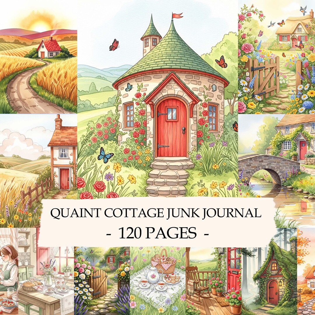 Quaint Cottage Junk Journal Pages, Cozy Cottagecore Aesthetic, Vintage ...
