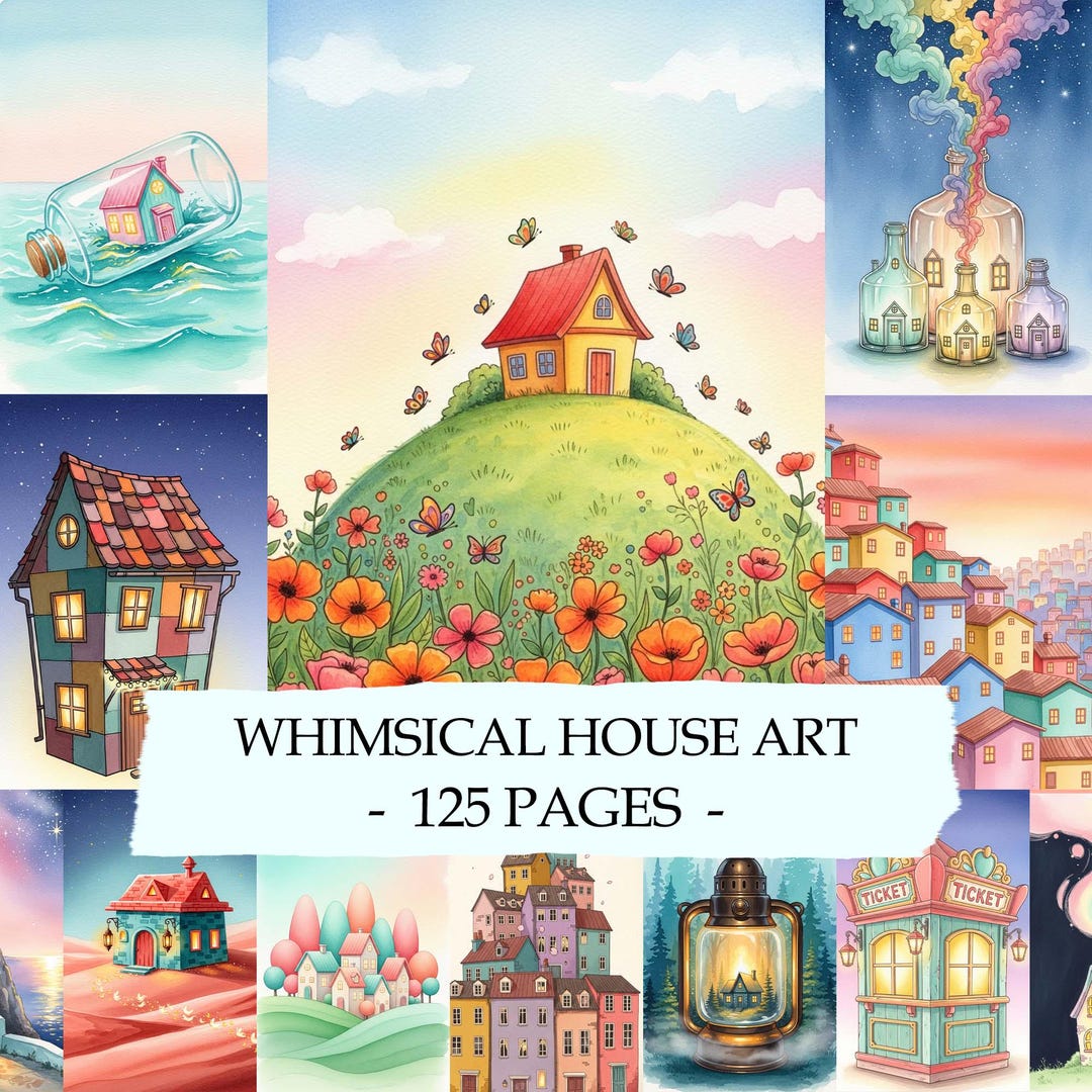 Whimsy House Art Junk Journal Paper, House Shabby Chic Printable ...