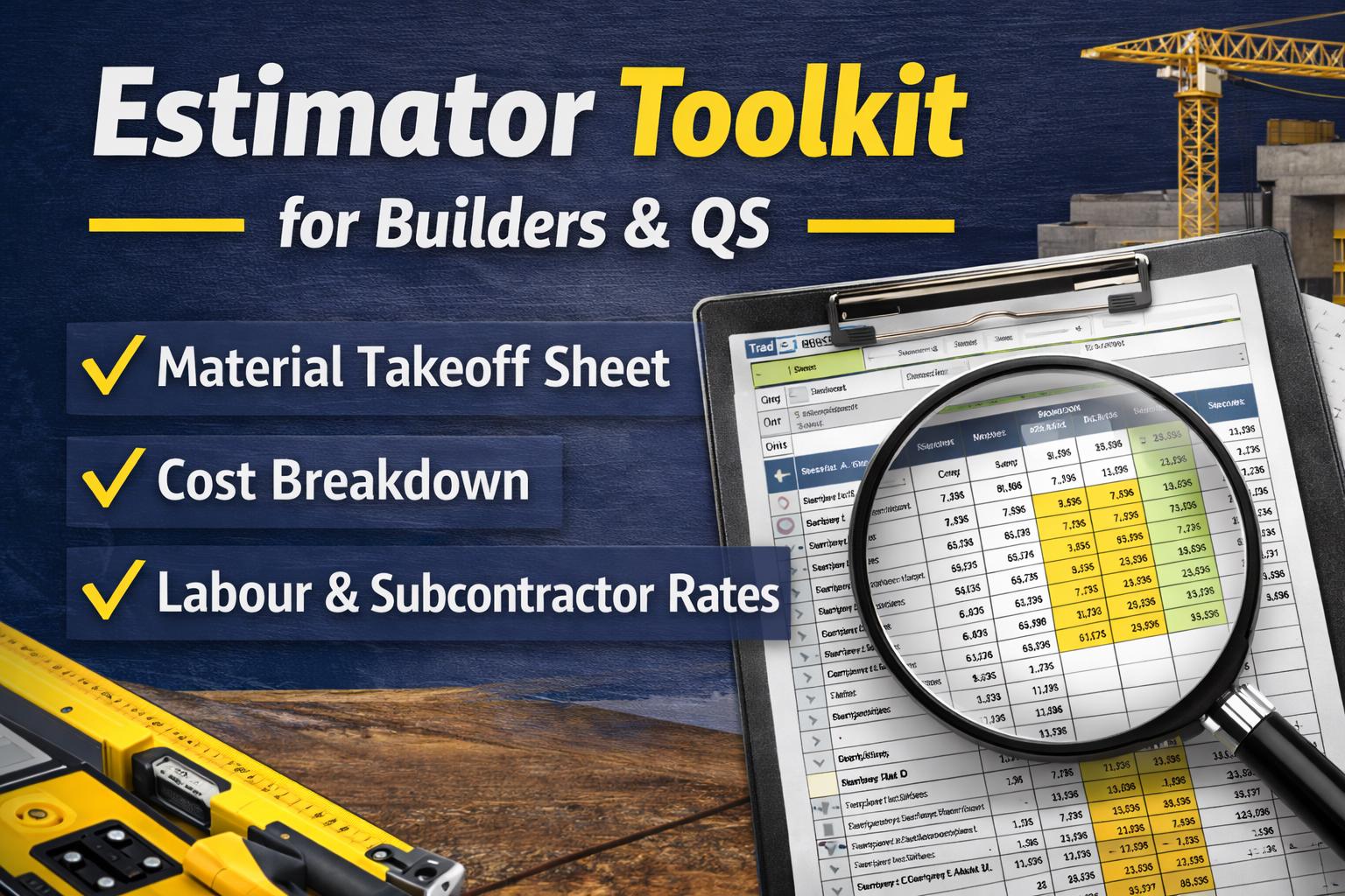Construction Quantity Takeoff Spreadsheet | Builder Estimating ...