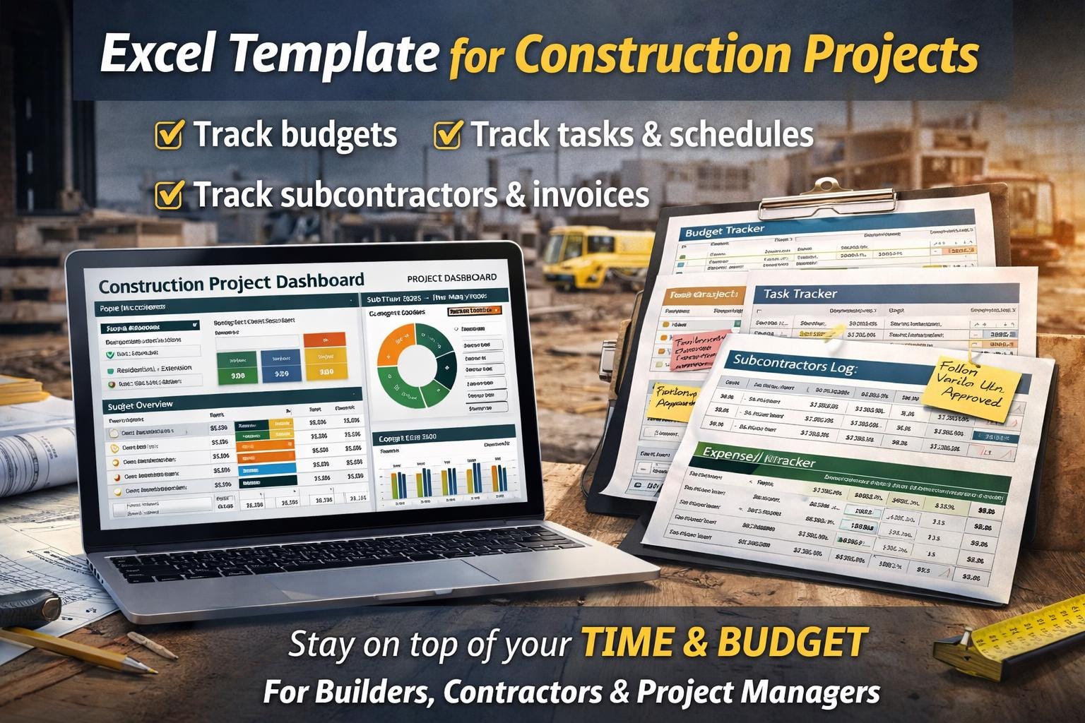 Construction Project Tracker Excel Template | Builder Budget Dashboard ...