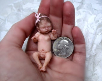 Lifelike Miniature 1/12 scale OOAK baby Girl ORIGINAL Art Doll/ Realistic Hand-Sculpted Dollhouse Newborn / by BaLoO HaLLoW
