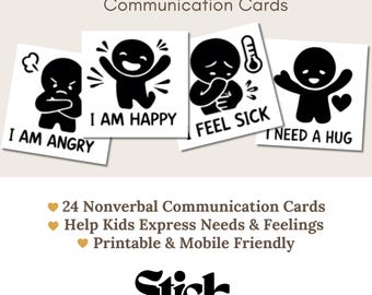 Schede di comunicazione non verbale per bambini / Ausili visivi CAA per l'autismo (stampabili/scaricabili da dispositivo mobile)