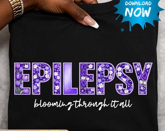 Immagine PNG per la sensibilizzazione sull'epilessia / Design floreale (Download digitale)