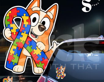 Bingo Inspired Autism Awareness Decal, Rainbow or Puzzle Ribbon UV DTF Sticker