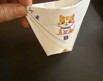 Zeer eenvoudig vouwsjabloon voor origamibekers voor kinderen
