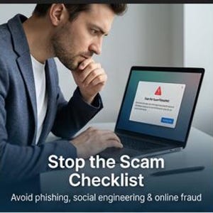 Lista de verificación para detener estafas / Ingeniería social, prevención de phishing (descarga digital)