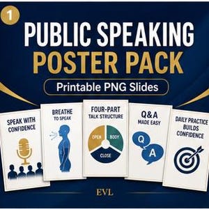 Masterpaket för offentliga tal – 19 utskrivbara tal- och presentationsaffischer (PNG) bild 1