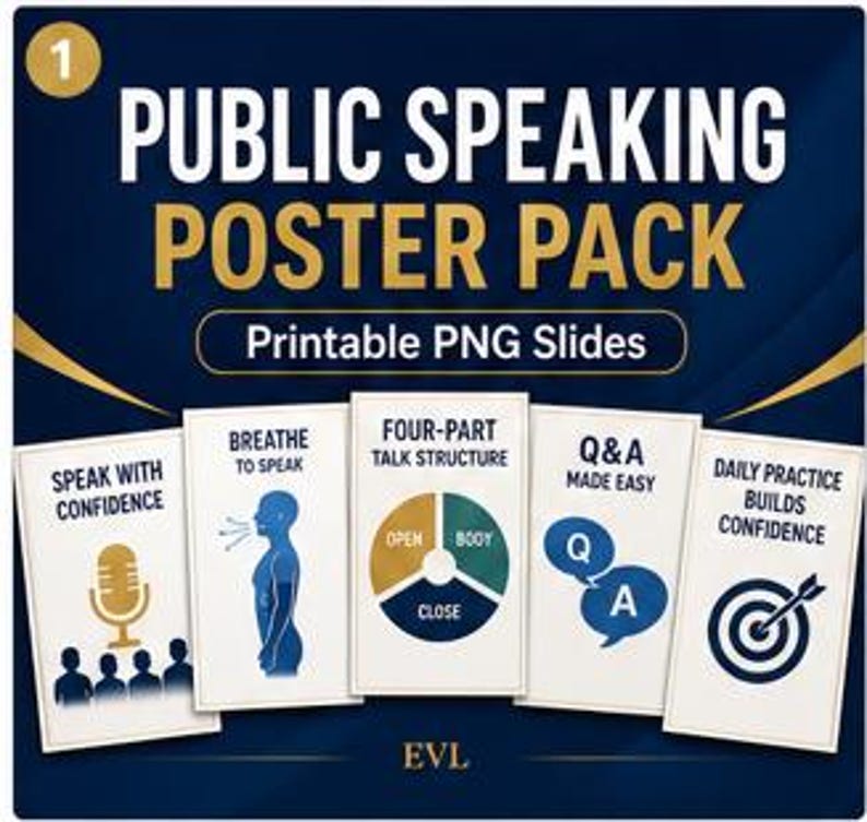 Masterpaket för offentliga tal – 19 utskrivbara tal- och presentationsaffischer (PNG) bild 1