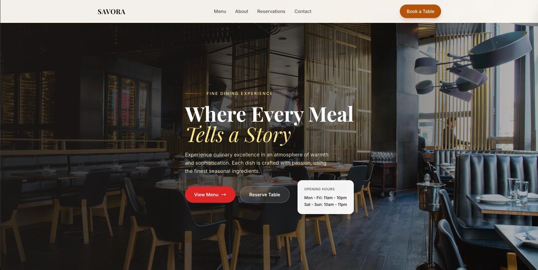 Restaurant Website Template, Cafe Landing Page, Bistro Website ...