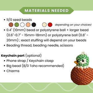 Beaded Grumpy/Silly Bird Pattern PDF • 3D Seed Bead Tutorial | Peyote Stitch Keychain DIY image 4