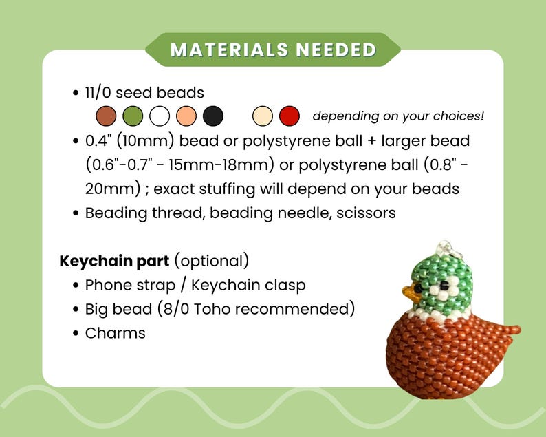 Beaded Grumpy/Silly Bird Pattern PDF • 3D Seed Bead Tutorial | Peyote Stitch Keychain DIY image 4