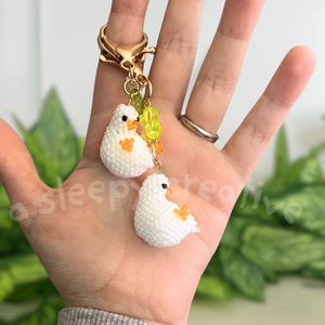3D Beaded Duck Keychains x2