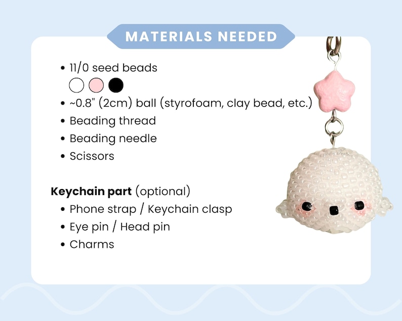 Beaded Seal Pattern PDF • 3D Seed Bead Tutorial | Peyote Stitch Keychain DIY image 4