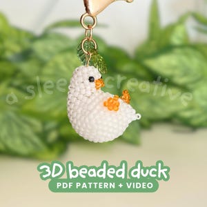 Beaded Duck Pattern PDF • 3D Seed Bead Tutorial | Peyote Stitch Keychain DIY