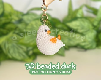 Beaded Duck Pattern PDF • 3D Seed Bead Tutorial | Peyote Stitch Keychain DIY