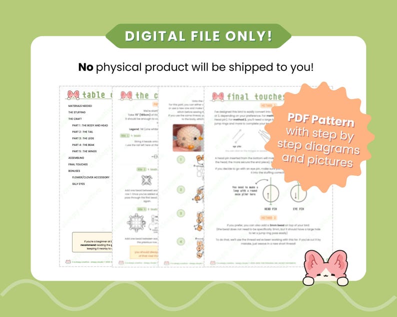 Beaded Baby Bird Pattern PDF • 3D Seed Bead Tutorial | Peyote Stitch Keychain DIY image 6