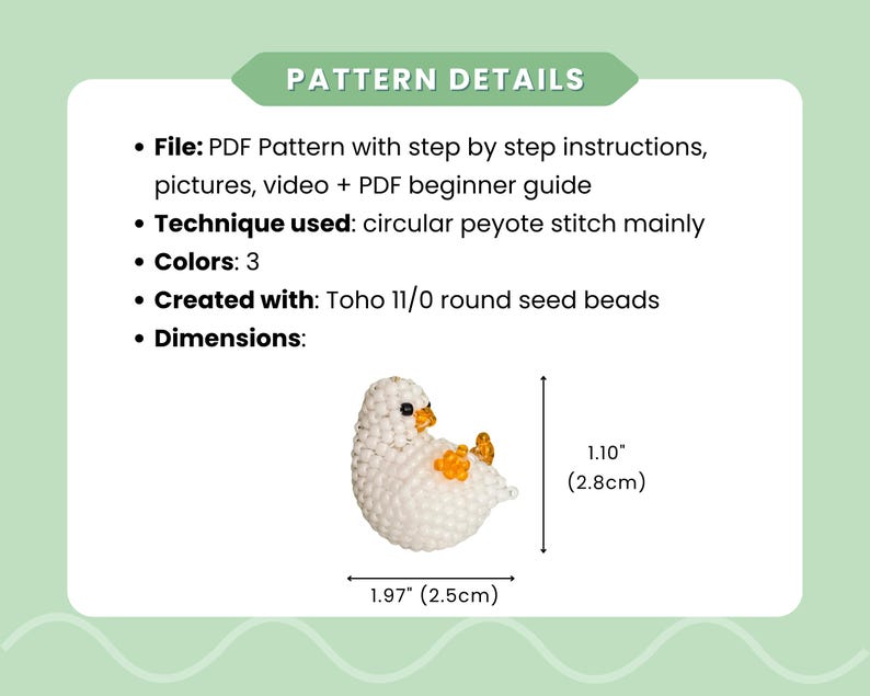 Beaded Duck Pattern PDF • 3D Seed Bead Tutorial | Peyote Stitch Keychain DIY image 2