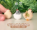 Beaded Chicken Pattern PDF \u2022 3D Seed Bead Tutorial | Peyote Stitch Keychain DIY product logo