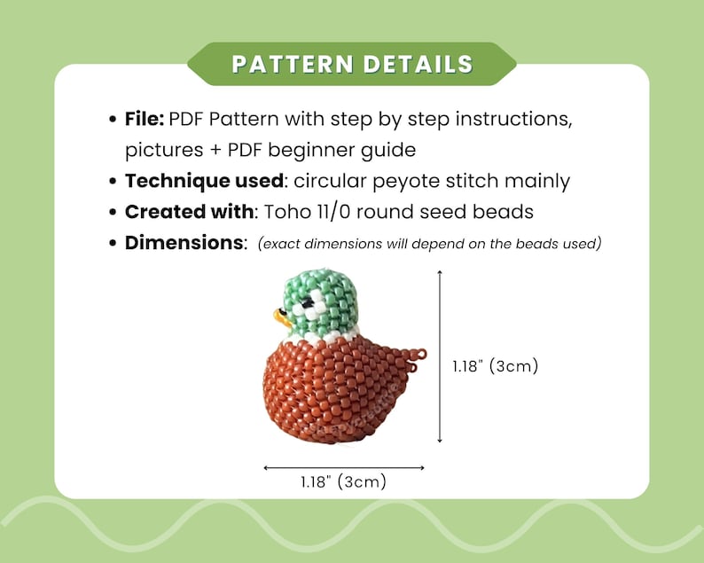 Beaded Grumpy/Silly Bird Pattern PDF • 3D Seed Bead Tutorial | Peyote Stitch Keychain DIY image 2