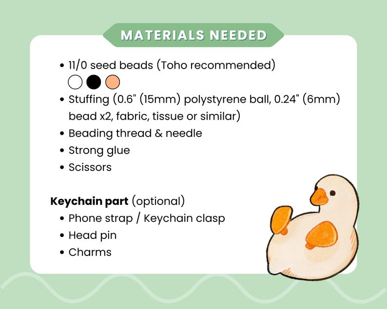 Beaded Duck Pattern PDF • 3D Seed Bead Tutorial | Peyote Stitch Keychain DIY image 4
