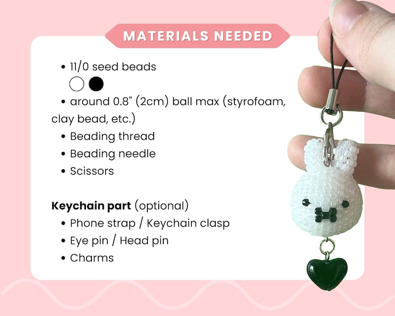 Beaded Bunny Pattern PDF • 3D Seed Bead Tutorial | Peyote Stitch Keychain DIY image 4