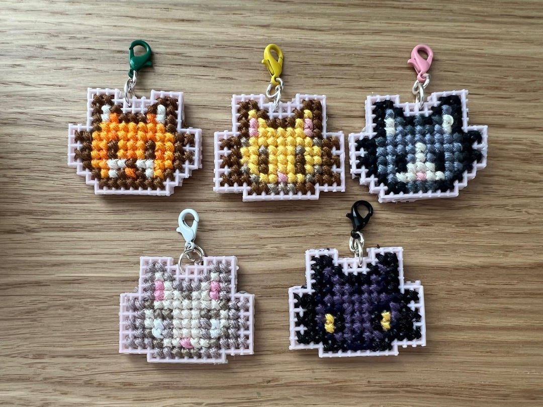 Stardew Valley Cross Stitch Pet Cat Keychains/ Phone Charms - Etsy